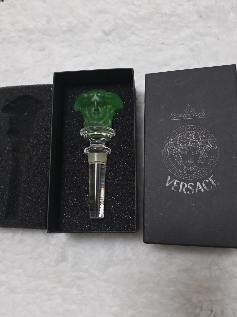 Rosenthal Versace Medusa Green Lead Crystal Bottle Stopper Austria wOriginal Box